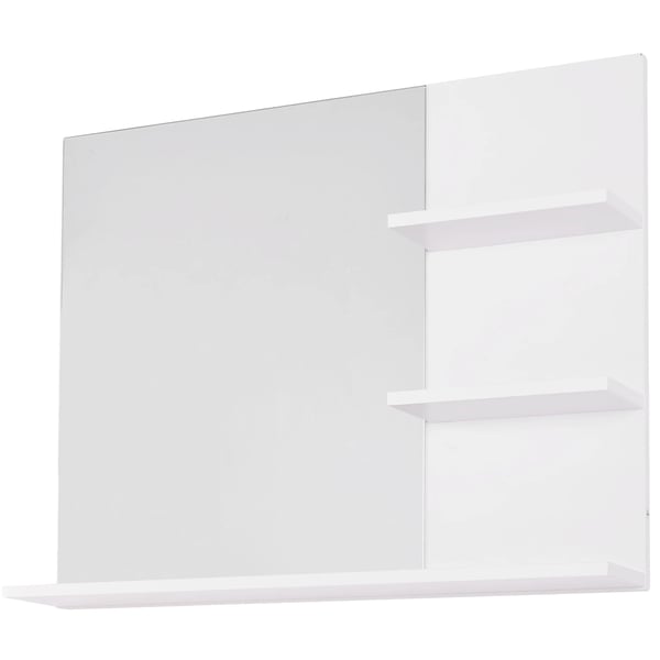 Väggspegel, 60 x 10 x 48 cm, Träram, 3 Inbyggda Hyllor, Splittersäkert Glas, Modernt Design