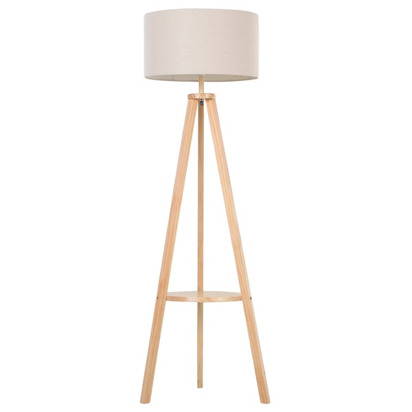 Gulvlampe, Træmateriale, 154 cm Højde, Justerbar Lysstyrke, Samling Påkrævet, Tripod Base