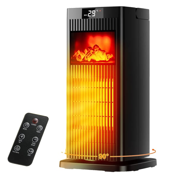 Elektrisk varmeblæser, PTC keramik teknologi, 1500W effekt niveauer, 90° oscillation