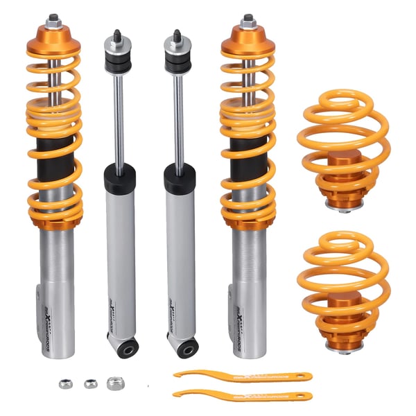 Coilover affjedringskit, Aluminium- og stål konstruktion, Justerbar højde 0-60 mm, Fjedersats foran 8 kg/mm, Fjedersats bag 5 kg/mm