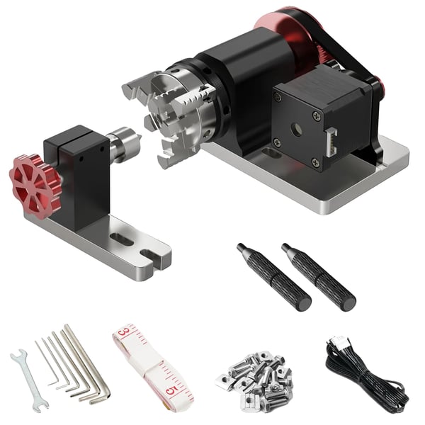 Rotary Modul Sæt, Maksimal Klemmediameter 60 mm, Minimal Klemmediameter 4 mm, Chuck Reduceringsforhold 4:1, Centerhøjde 50 mm, Totalhøjde 76,5 mm