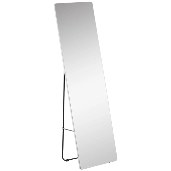 Fuld længde stående spejl, aluminiumslegering ramme, 45x37x158,5 cm, 45x160 cm spejldimensioner, minimalistisk design, to installationsmetoder
