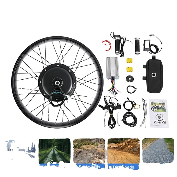 Elektrisk Cykel Ombygningskit, 1500W Motor, 26-Tommer Hjulstørrelse, Brugervenlig Installation