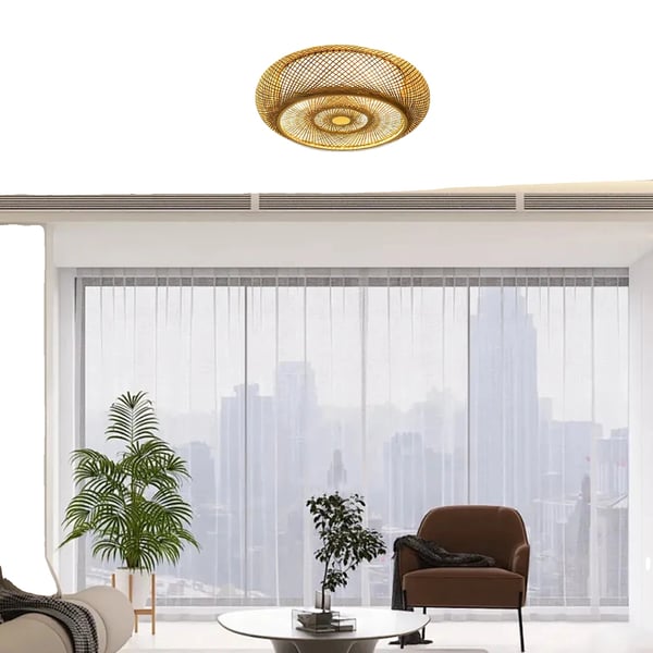 Vintage bambusloftlampe, håndvævet rattan, moderne flush mount