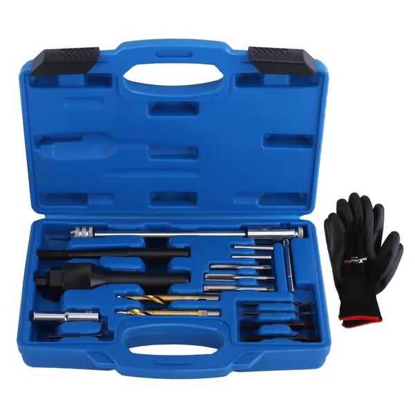 Glow Plug Utrækningsværktøjssæt, M8 og M10 Tapper, Komplet Utrækningskit, Inkluderer Bærebox