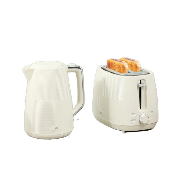 Toaster Sæt, 2 Skiver, 1,7L Kedel, 2200W Effekt,Beige