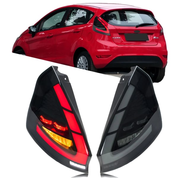 Baglygtesamling, PC ABS PMMA glasmateriale, 35W watt, 12V spænding, sekventiel blinklys, kompatibel med Ford Fiesta MK7 MK7.5 (2009-2020)