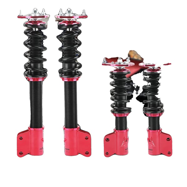 Coilover affjedringskit, justerbar højde 1" til 3", front coilover længde 410mm-500mm, bag coilover længde 600mm-670mm, fjederhastighed front 9kg/mm