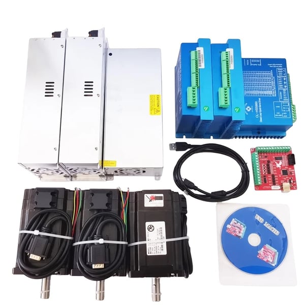 3-akset let servo system, 12 N.m moment, 1700 oz-in moment, 48V strømforsyning, 3 stk. driver og motor