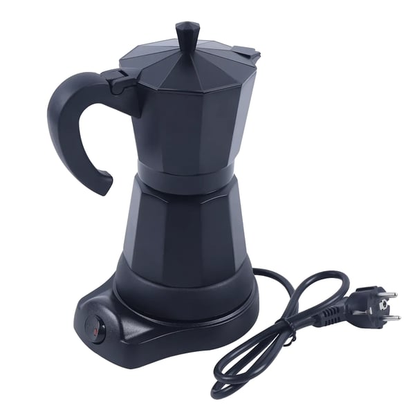 Kaffemaskine, 6 kopper, moderne design, brugervenlig betjening,sort