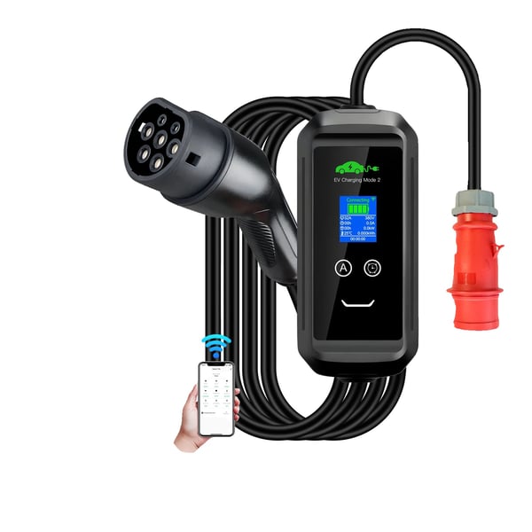 Bærbar EV-lader, Smart Tuya App Kontrol, Justerbar Strøm,TYPE2, 22kw-Total 10M