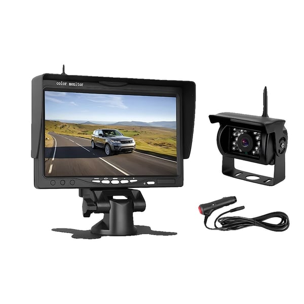 Bageste Udsigt Monitor System, 7-tommer HD Skærm, IP68 Vandtæt Kamera, Understøtter 4 Kameraer, Trådløs Installation, Nattesyn Funktion