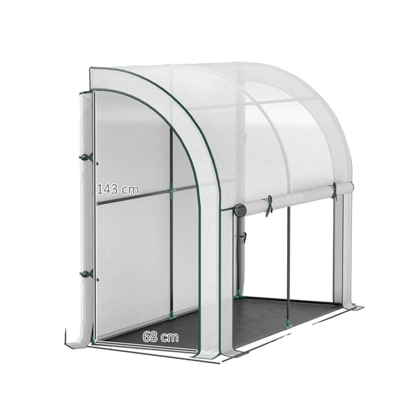 Drivhus, Stålfolie konstruktion, 200L x 80B x 157H cm, Rullende dør design, Tværventilationsåbninger, Vægmonteret installation Drivhus, Stålfolie konstruktion, 200L x 80B x 157H cm, Rullende dør design, Tværventilationsåbninger, Vægmonteret installation