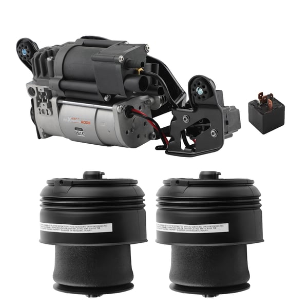 Luftaffjedringskompressor, Længde 37 cm, Bredde 19 cm, Højde 27 cm, Passer til luksus SUV 2013-2019, Inkluderer 2 bageste luftfjederposer