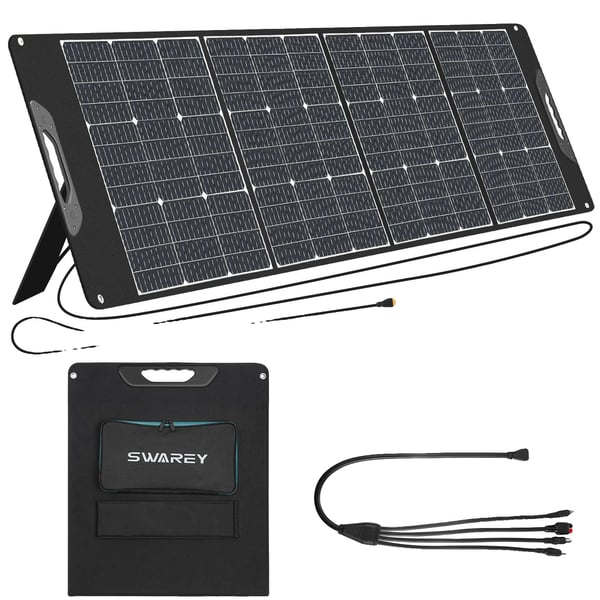 Bärbar Solpanel, 200W Effekt, 18V DC Utgång, 18W Type-C PD, Effektiv Energiomvandling, Bärbar Design