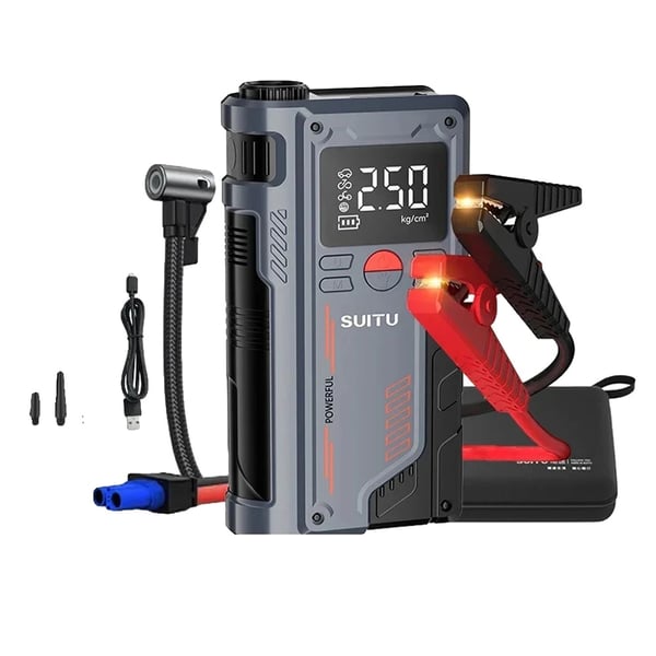 Bil Jump Starter, 20000 mAh Kapacitet, 150 PSI Luftkompressor, Letvægts 1234 g, 12V Udgangsspænding, Kompakt Design