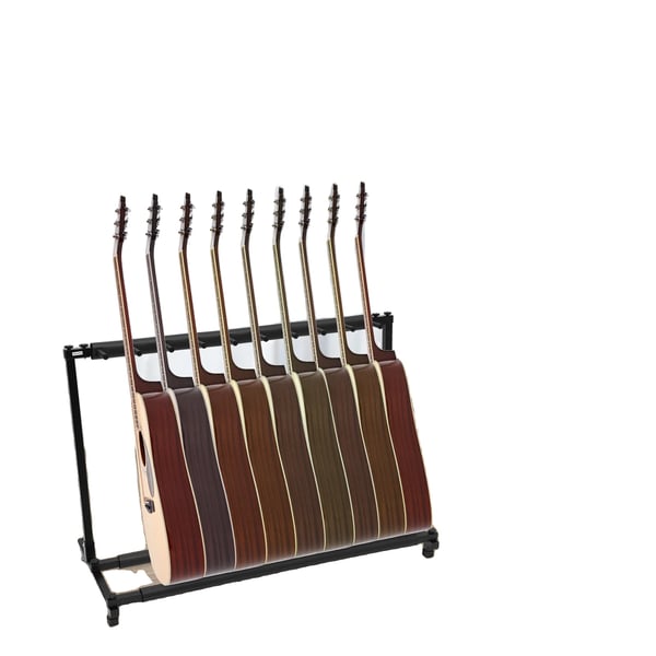 Guitar Rack, Holder 9 Guitarer, Jernkonstruktion, Justerbare Fodpuder