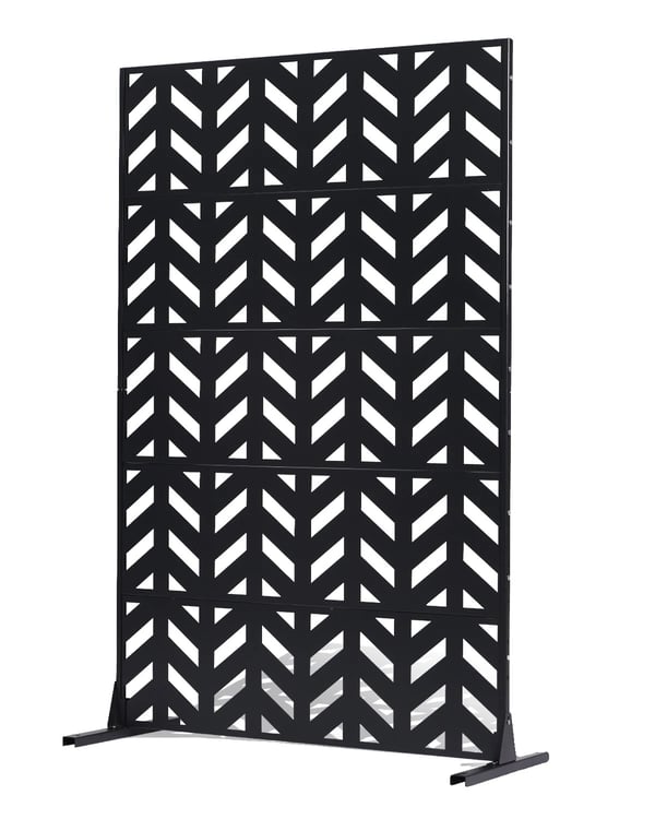 Metal Privatlivsskærm, 5-panel design, robust konstruktion, sort farve