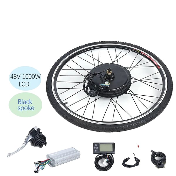 Elektrisk Cykel Ombygningskit, 1000W Børsteløs Motor, 48V Spænding, For- og Baghjul Kompatibilitet, LCD Skærm Inkluderet, Pedalassistance Funktion