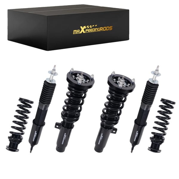 Coilovers, 24 niveauer justerbar dæmper, højdejusterbar 25-75 mm, varelængde 63 cm, varebredde 52 cm, varevægt 28 kg