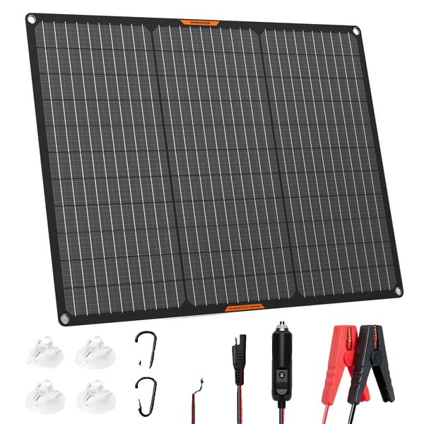 Solbatterioplader, 50W effektudgang, Monokrystallinsk silicium, 12V kompatibilitet, Let og bærbar