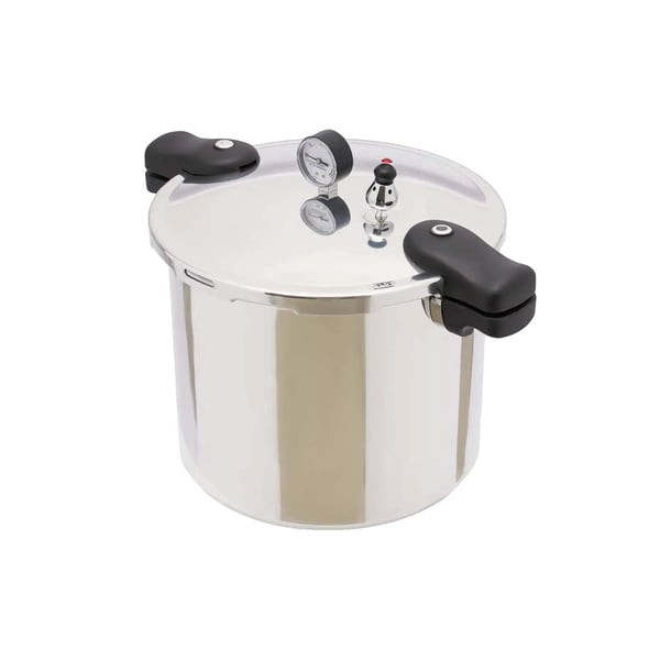 Tryckkokare, 22L kapacitet, rostfritt stål, kompatibel med gas- och induktionsspisar, maxtryck 90 kPa, dimensioner 32 cm x 28 cm