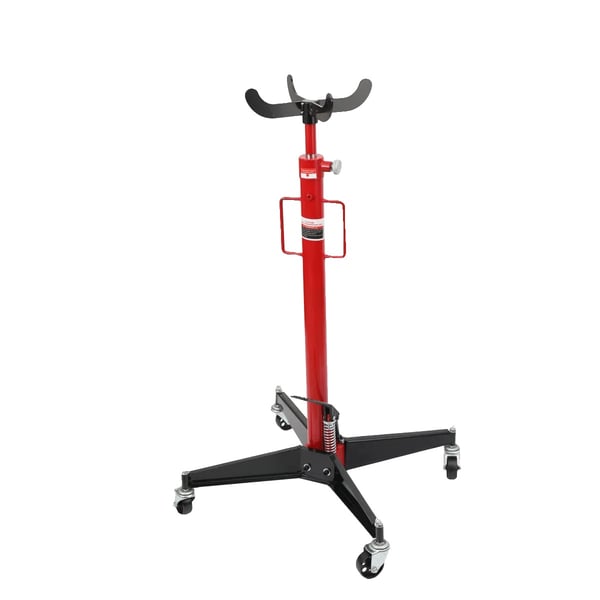 Transmission Jack, Belastningsevne 500 kg, Højde 113 - 186 cm, Materiale Værktøjsstål, Rulle Diameter 75 mm, Chassis med 4 Drejelige Hjul