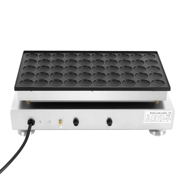 Muffinmaskine, 50 muffin huller, justerbar timer, rustfrit stål konstruktion