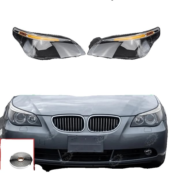Forlygte Linse Dæksel, Højkvalitets PC plast, Kompatibel med E60 og E61 modeller, Passer til Luksus Sedan 520i 523 525 530i 2004-2007