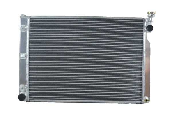 Radiator, aluminium, indløb størrelse 38mm, udløb størrelse 35mm, kerne størrelse 670mm x 490mm, samlet størrelse 780mm x 540mm
