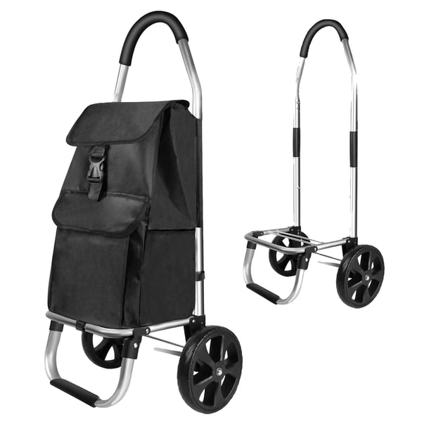 Fällbar Shoppingvagn, Aluminiumlegering, 40L Kapacitet, Mått 43 x 36 x 103 cm, Lastkapacitet 50 kg+, Hjulstorlek 21 cm