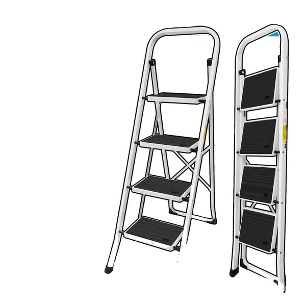 Trappestol, 4 trin, skridsikre fødder, bærbar foldbar design