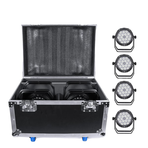 Flightcase, Premium Læder, PE Polstring, EVA Skillevægge, Understøtter 150W Udstyr, Professionel Scene Belysning Kompatibel