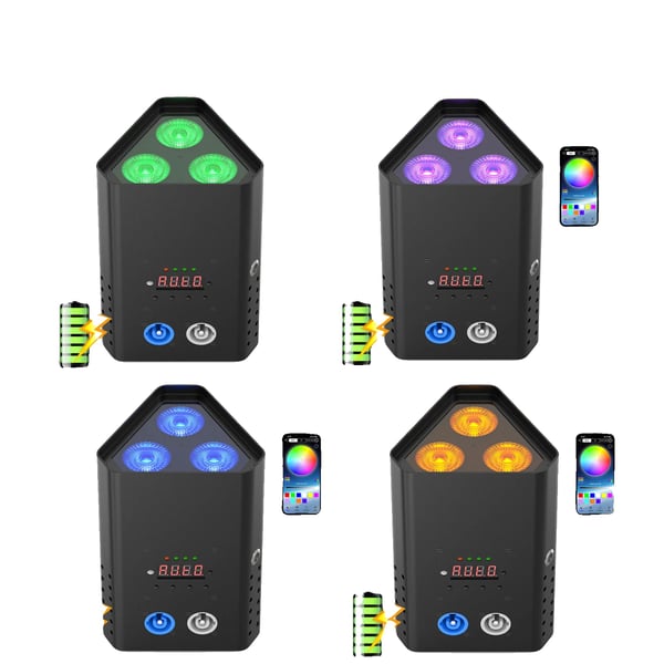 LED Par Lygter, Kompakt Design, Flere Kontrolmuligheder,EU Stik, 4Stk