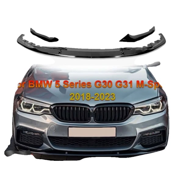 Front Bumper Spoiler Lip, ABS Plast, Kompatibel med Luxury 5 Series M Sport, Vægt 2 kg, Nem Installation, Sort Finish