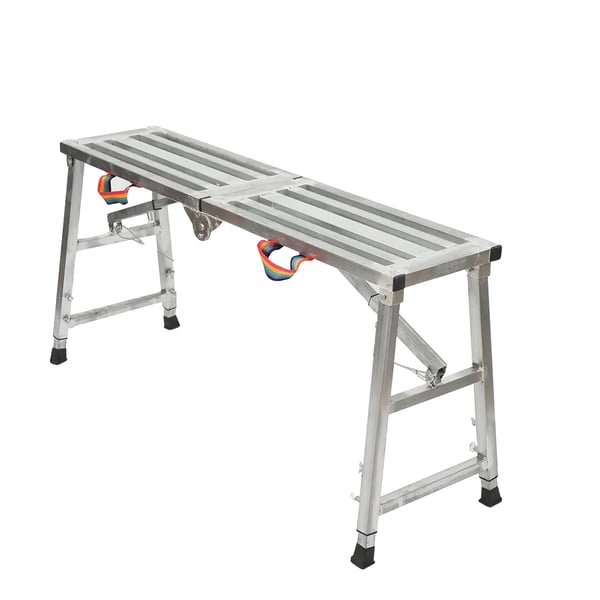 Fällbar arbetsplattform, justerbar höjd 60-90 cm, lastkapacitet 200 kg, kompakt design, hållbar aluminiumlegering