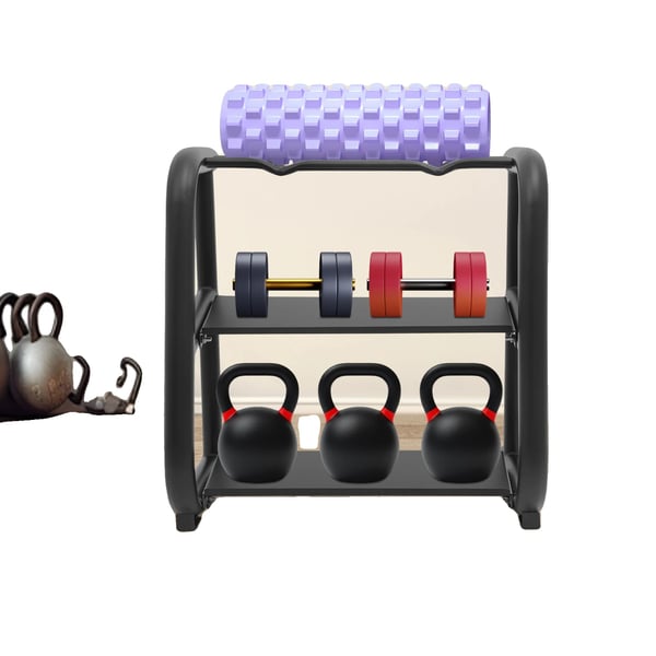 Kettlebell Opbevaringsreol, Holdbart Design, Pladsbesparende Funktioner,sort