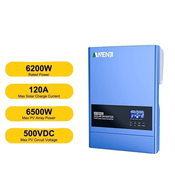 Hybrid inverter, ren sinuskurveudgang, fjernovervågningsmulighed,ANJ-6200W-48V-WIFI, 48V, 220-240V