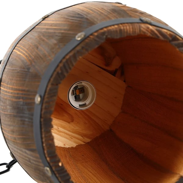 Pendellampe, Træ og Jern, Spænding 85-265V, Maksimal Effekt 60W, Tønde Størrelse 24cm x 24cm x 30cm, Justerbar Kædelængde 10-90cm