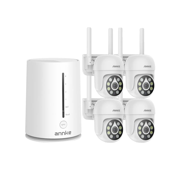 Trådlös säkerhetskamera, 5MP upplösning, nattseende upp till 20 meter, 4-kanals ingång, stöder micro SD upp till 512GB, röstintercom