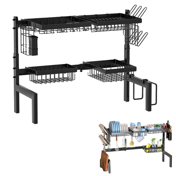 Opvaskestativ, Justerbart Design, Stor Kapacitet,2-niveau Opvaskestativ, Justerbart Design, Stor Kapacitet,2-niveau