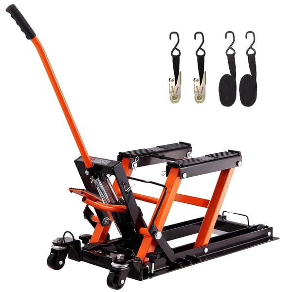 Hydraulisk Motorcykel Jack, Løfteområde 4,7" til 15", Vægtkapacitet 1500 lbs, Kompatibel med Standard Motorcykler og ATV'er, Stål Konstruktion