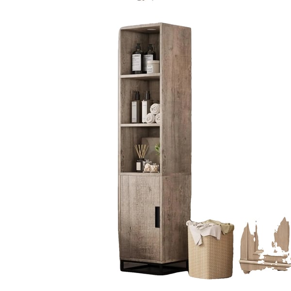 Narrow Bathroom Cabinet, MDF træ, 36 cm dybde, 40 cm bredde, 178 cm højde, justerbare hylder