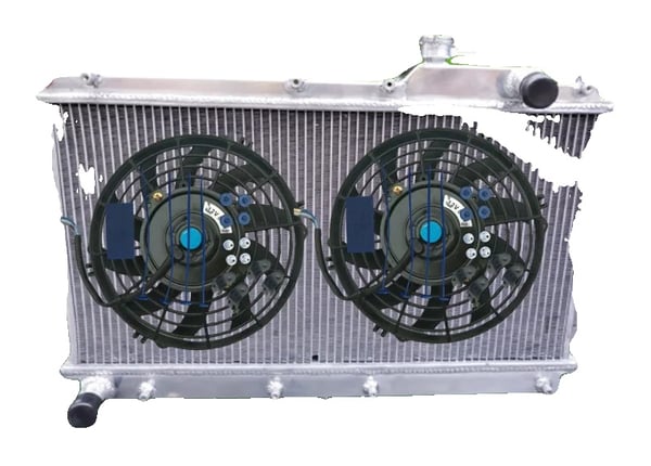 Radiator, Aluminium, Kerne Størrelse 638mm x 320mm x 52mm, Samlet Størrelse 660mm x 420mm x 60mm, Indgang/Udgang 32mm