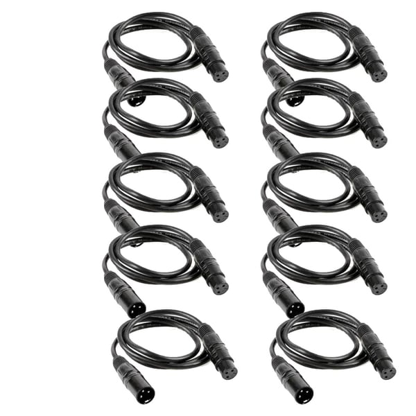 DMX-kabel, 1 meter længde, 3-pins konfiguration, kompatibel med scenelysstyringssystemer, skærmet kabel, CE- og FCC-certificeret