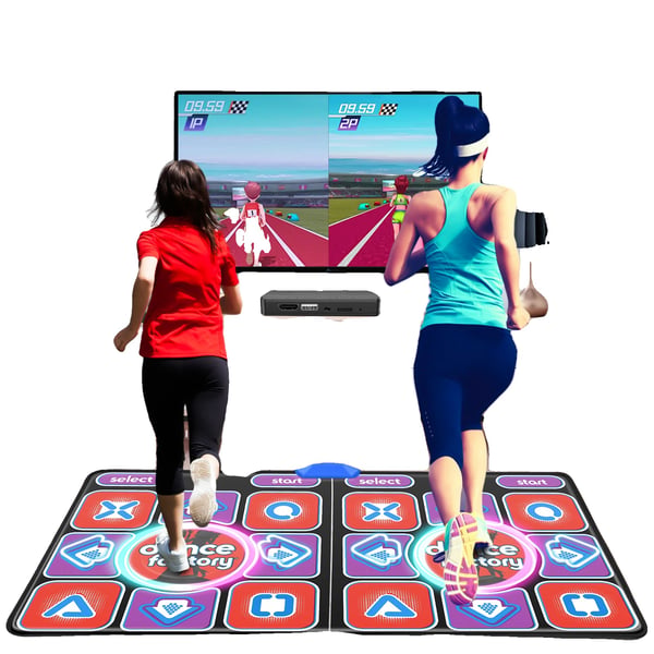 Dobbelt dansemåtte, med MV/3D/tegnefilm dansefunktion, 166x93cm, giftfrit PVC-materiale