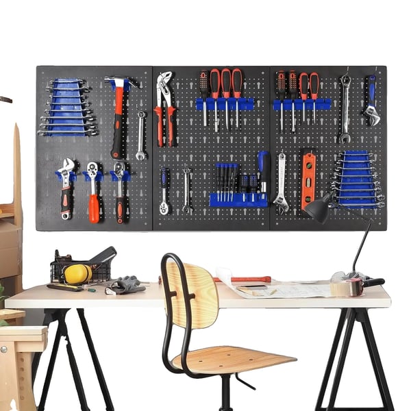 Työkaluseinäpidike, 120 x 60 cm, 17 koukkua mukana, säädettävä säilytys, tilaa säästävä muotoilu, helppo asentaa