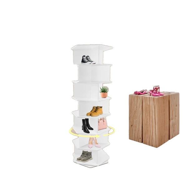 Sko Rack, 7 Lag, 3 Par pr. Lag, 360° Rotation, PVC Materiale, 50 kg Kapacitet