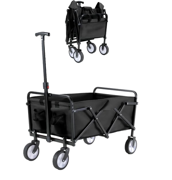 Havevogn, Belastningsevne 60 kg, Opbevaringsvolumen 70 liter, Off-road hjul, Justerbart håndtag, Hurtig foldedesign