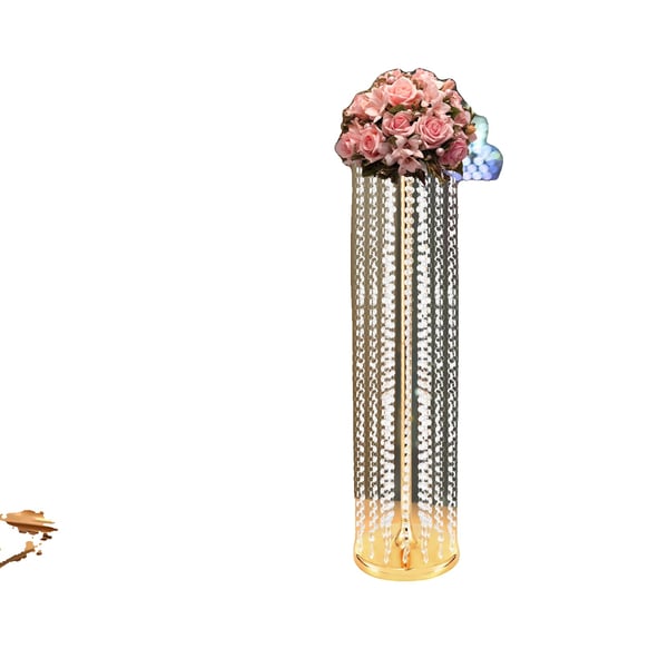 Blomsterkrukke, Højde 90 cm, Bunddiameter 10 cm, Materiale Jern og Akryl, Håndperlet Design, Elegant Dekoration